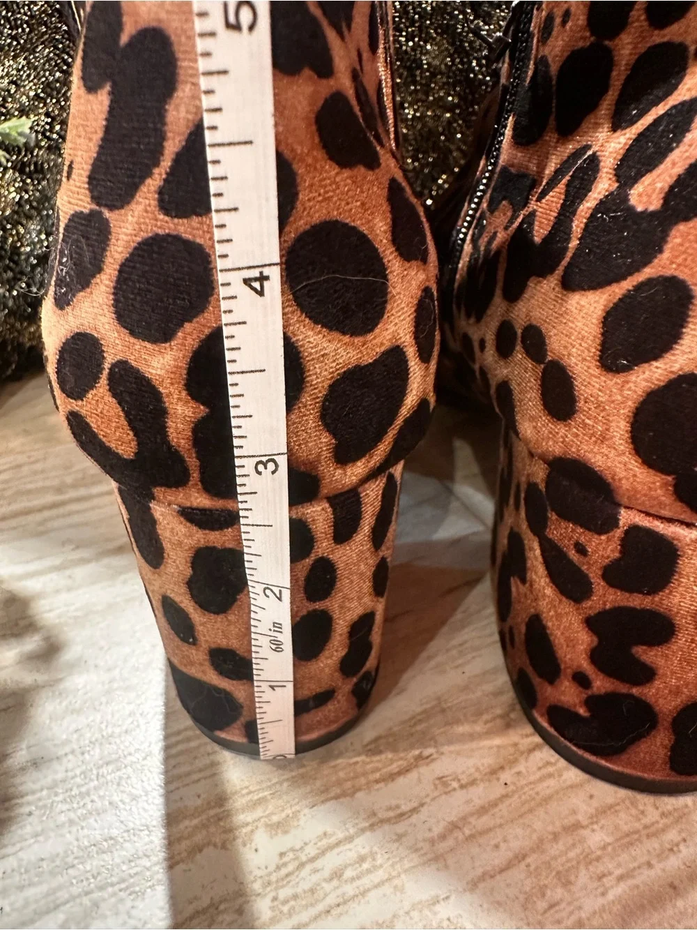 a new day Leopard Print Block Heel Ankle Boots in Tan and Black